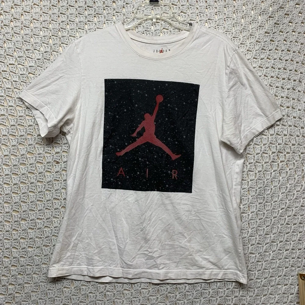 Nike Jordan Jumpman Shirt Mens Size L Graphic Crew Tee White 100%Cotton